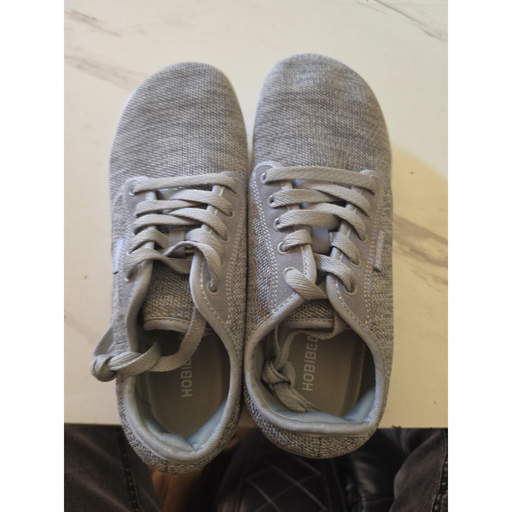 Hobibear Womens Gray Solid Knit Barefoot Minimalist Lace Up Size 7 Us Sneakers